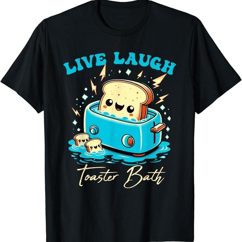 [100% Cotton] Happy Toaster Bath With Smiling Bread T-Shirt Live Laugh Design For Fun Lovers Hoodie, Sweatshirt