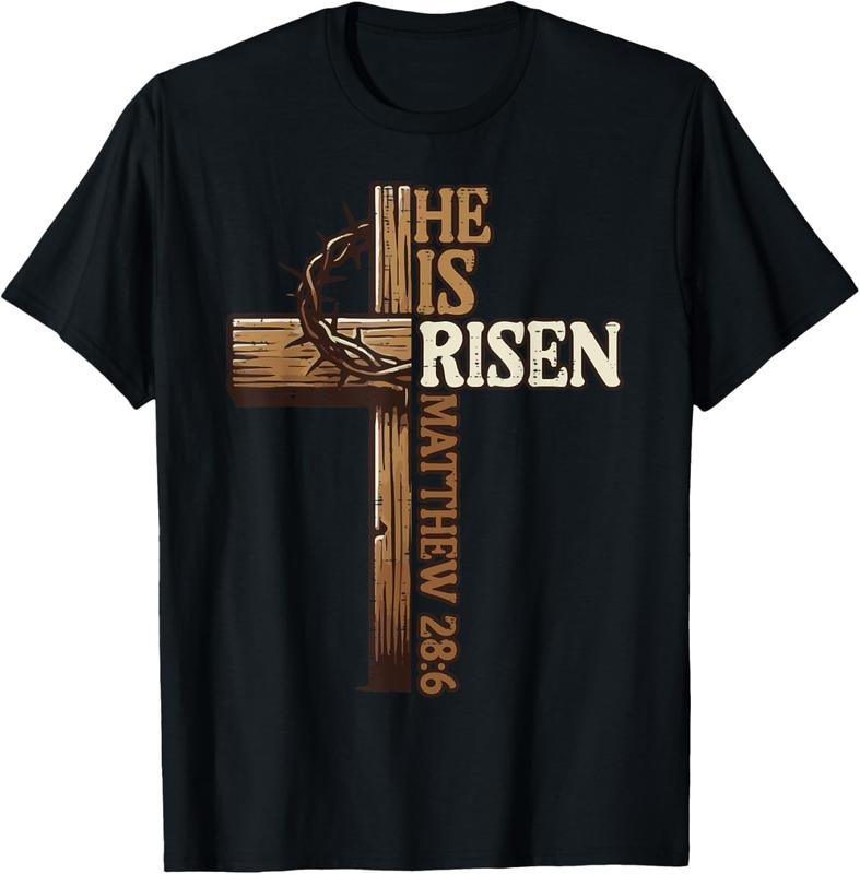 [100% Cotton] He Is Risen Christian Faith Cross Design Religious T-Shirt Hoodie, Sweatshirt | HypeDripTees.com