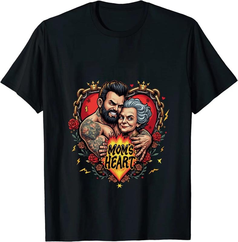 [100% Cotton] Heart Chain Tattoo Man Grandma Hug Love Roses Lightning T-Shirt Hoodie, Sweatshirt | HypeDripTees.com