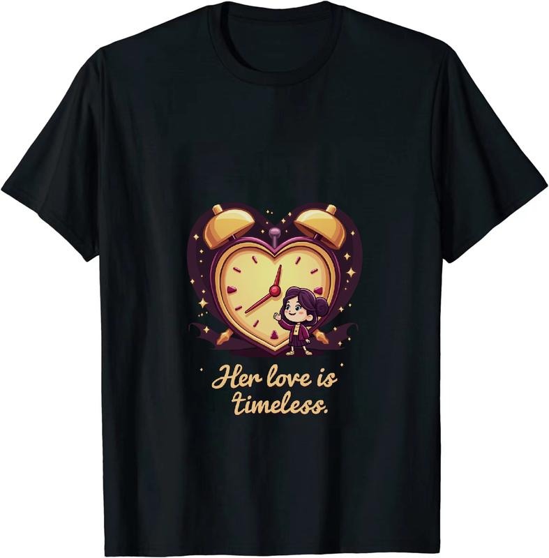 [100% Cotton] Heart Clock Timeless Love Hugging T-Shirt With Cute Cartoon Design Hoodie, Sweatshirt | HypeDripTees.com