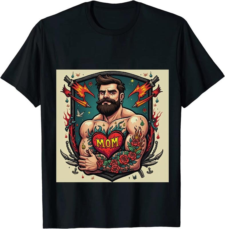 [100% Cotton] Heartfelt Tough Guy MOM Tattoo Retro T-Shirt Hoodie, Sweatshirt | HypeDripTees.com