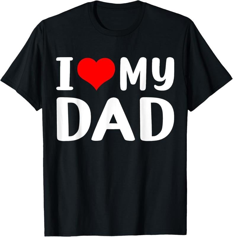 [100% Cotton] Heartwarming I Love My Dad Red Heart Graphic T-Shirt For Family Bonding Hoodie, Sweatshirt | HypeDripTees.com