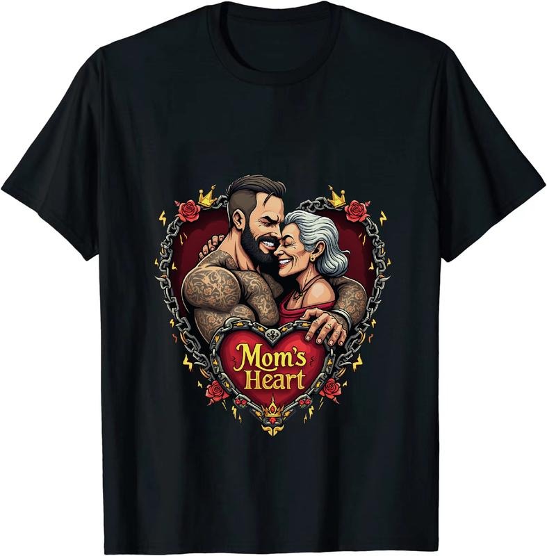 [100% Cotton] Heartwarming Mom And Son Hug Love Bond T-Shirt With Rose Chain Design Hoodie, Sweatshirt | HypeDripTees.com