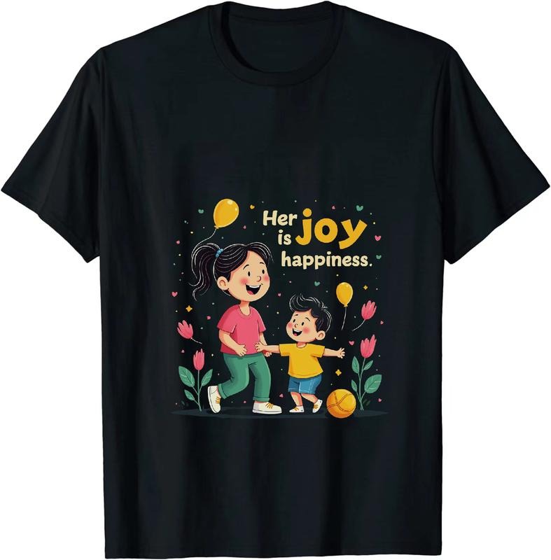 [100% Cotton] Her Joy Is Happiness Cute Cartoon Dad And Child T-Shirt Hoodie, Sweatshirt | HypeDripTees.com