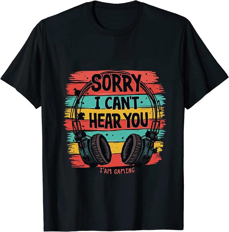 [100% Cotton] Hilarious Gamer T - Shirt Sorry I Can't Heou I'm Gaming for Gaming