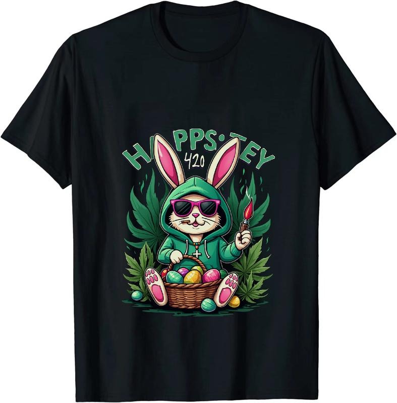 [100% Cotton] Hollywood Heavyweight Happy Easter Bunny 420 T - Shirt Hoodie, Sweatshirt | HypeDripTees.com