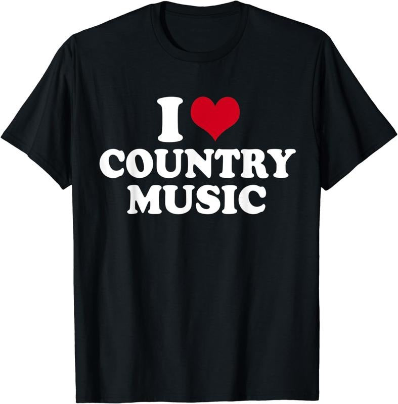 [100% Cotton] I Love Country Music Fan Black Graphic T-Shirt For Men And Women Hoodie, Sweatshirt | HypeDripTees.com
