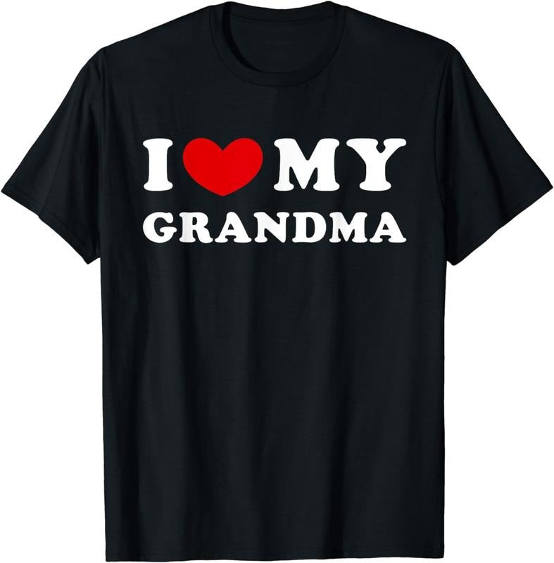 [100% Cotton] I Love My Grandma Heart Print Casual T-Shirt For Family Lovers Hoodie, Sweatshirt | HypeDripTees.com