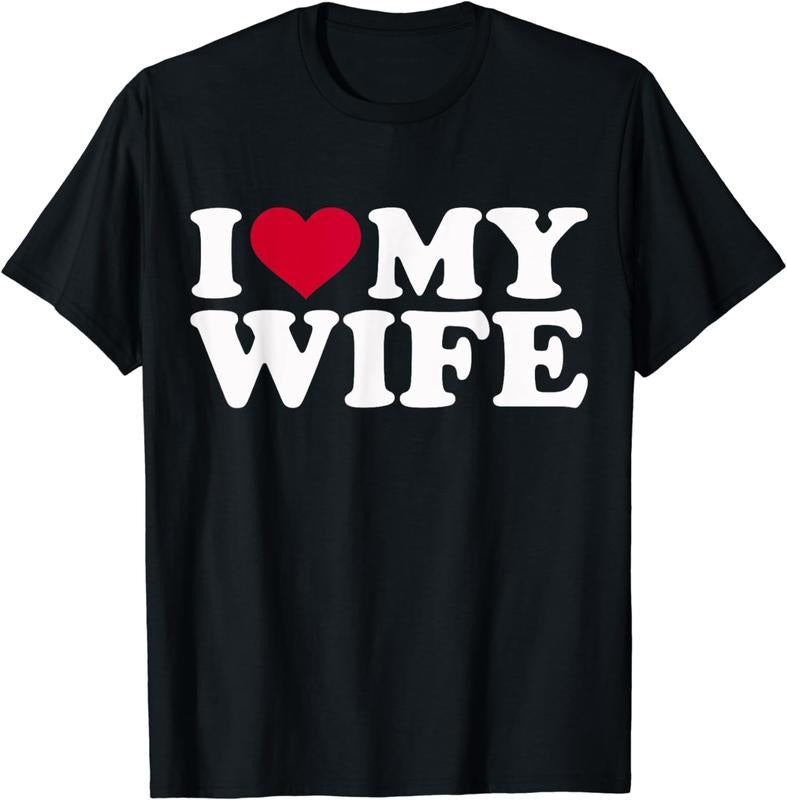 [100% Cotton] I Love My Wife Heart Design Black T-Shirt For Couples And Romance Lovers Hoodie, Sweatshirt | HypeDripTees.com
