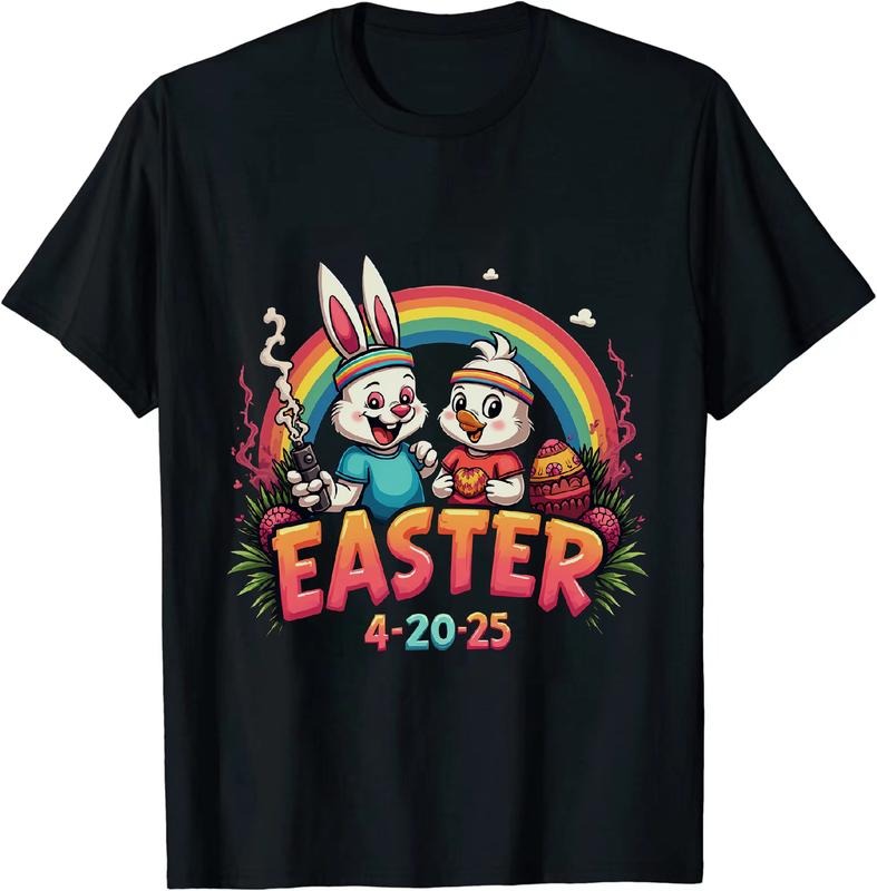 [100% Cotton] Knightly Easter 4 20 25 Bunny Duck T - Shirt With Colorful Accents Hoodie, Sweatshirt | HypeDripTees.com