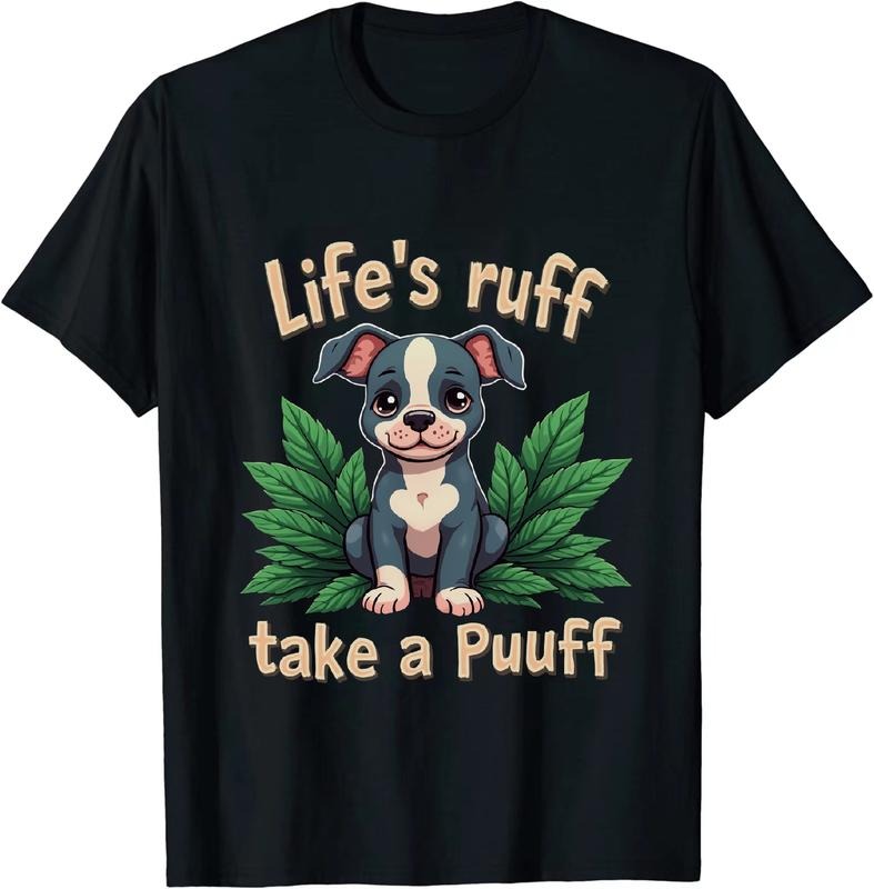 [100% Cotton] Knightly Life's Puff Take a Puff Dog T - Shirt with Green Motifs Hoodie, Sweatshirt | HypeDripTees.com