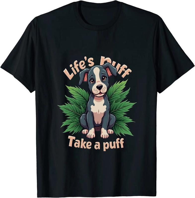 [100% Cotton] Laid - Back Life's Puff Take a Puff T - Shirt with Cute Puppy Hoodie, Sweatshirt | HypeDripTees.com