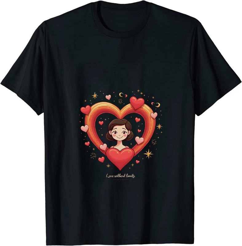 [100% Cotton] Love Without Borders Heart Design Smiling Woman T-Shirt Hoodie, Sweatshirt | HypeDripTees.com