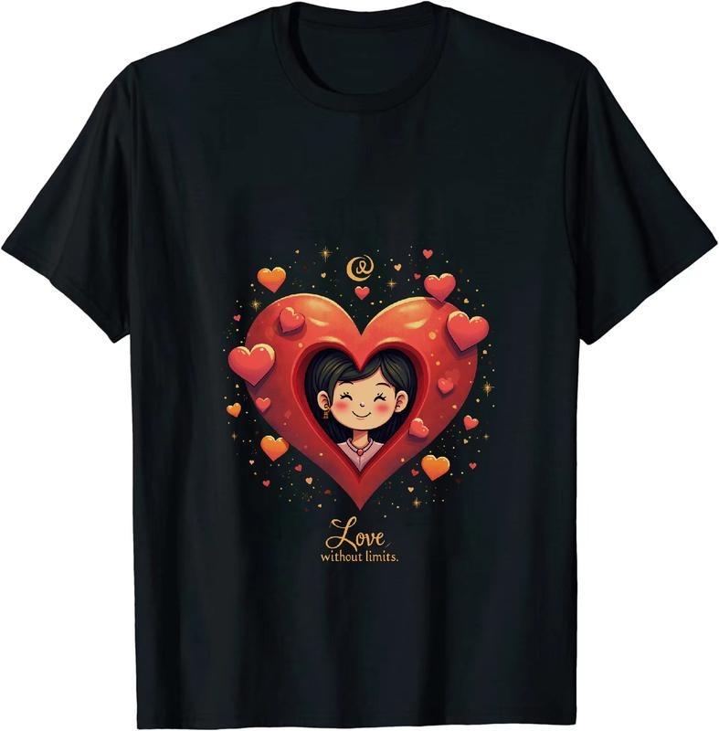 [100% Cotton] Love Without Limits Heart Design Cute Cartoon Character T-Shirt Hoodie, Sweatshirt | HypeDripTees.com