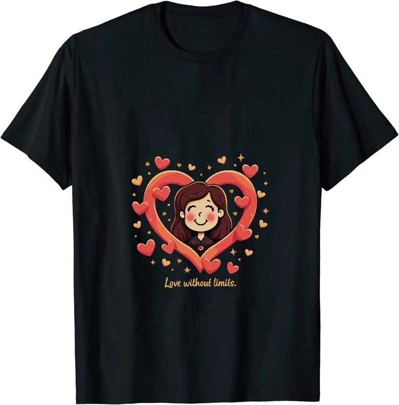 [100% Cotton] Love Without Limits Heart Design Cute Smiling Girl T-Shirt Hoodie, Sweatshirt | HypeDripTees.com