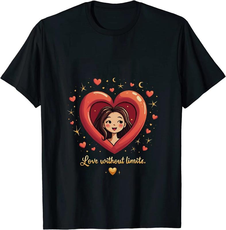 [100% Cotton] Love Without Limits Heart Design Smiling Woman T-Shirt Hoodie, Sweatshirt | HypeDripTees.com