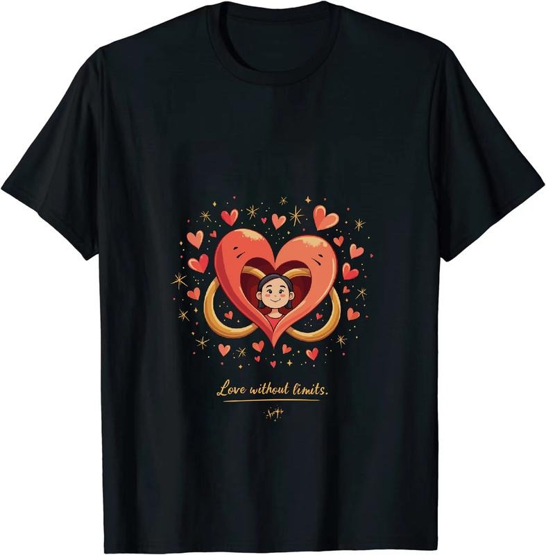 [100% Cotton] Love Without Limits Heart Graphic Cartoon Character T-Shirt Hoodie, Sweatshirt | HypeDripTees.com