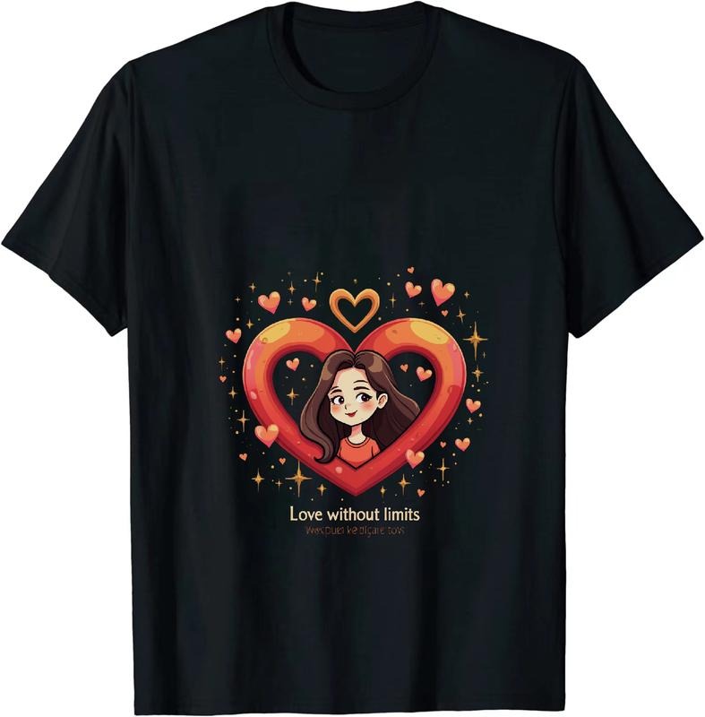 [100% Cotton] Love Without Limits Heart Smiling Woman Romantic T-Shirt Hoodie, Sweatshirt | HypeDripTees.com
