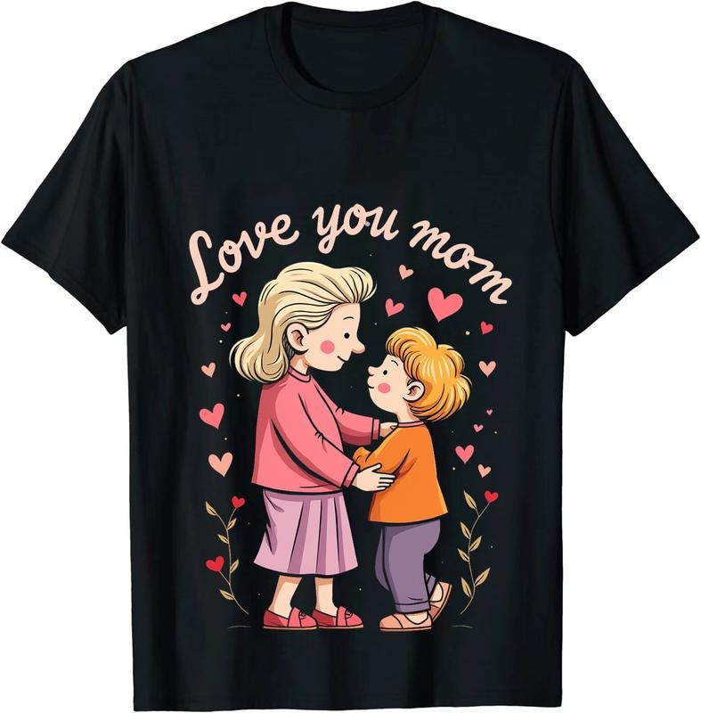 [100% Cotton] Love You Mom Heartwarming Hug Cartoon T-Shirt Design Hoodie, Sweatshirt | HypeDripTees.com