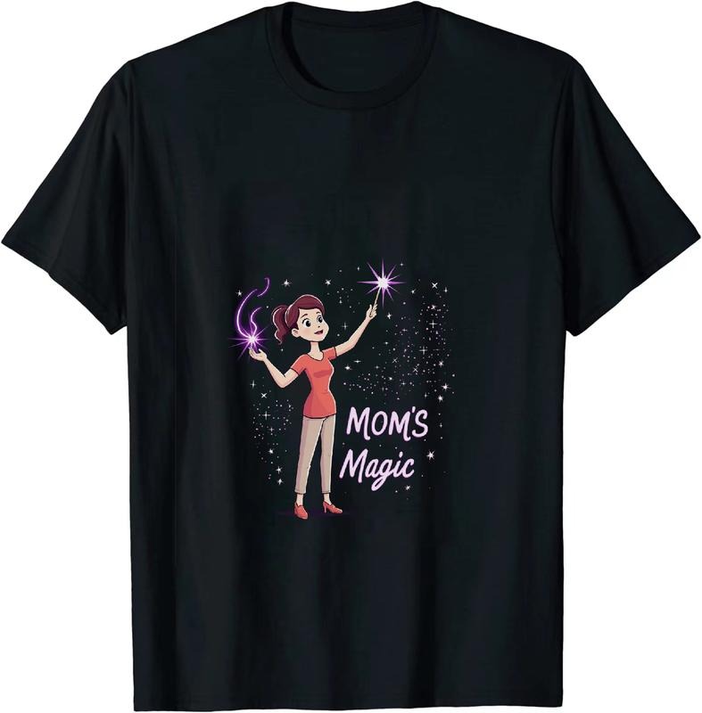 [100% Cotton] Magical Mom With Sparkles And Wand Cute Cartoon T-Shirt Hoodie, Sweatshirt | HypeDripTees.com