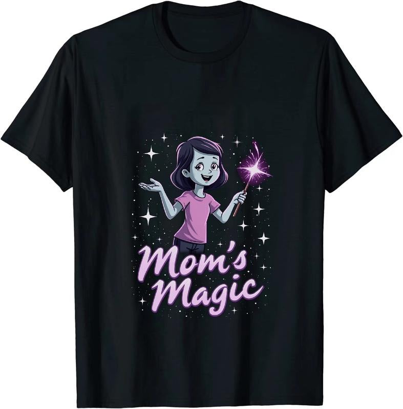 [100% Cotton] Magical Mom With Sparkly Wand Cute Cartoon T-Shirt Hoodie, Sweatshirt | HypeDripTees.com