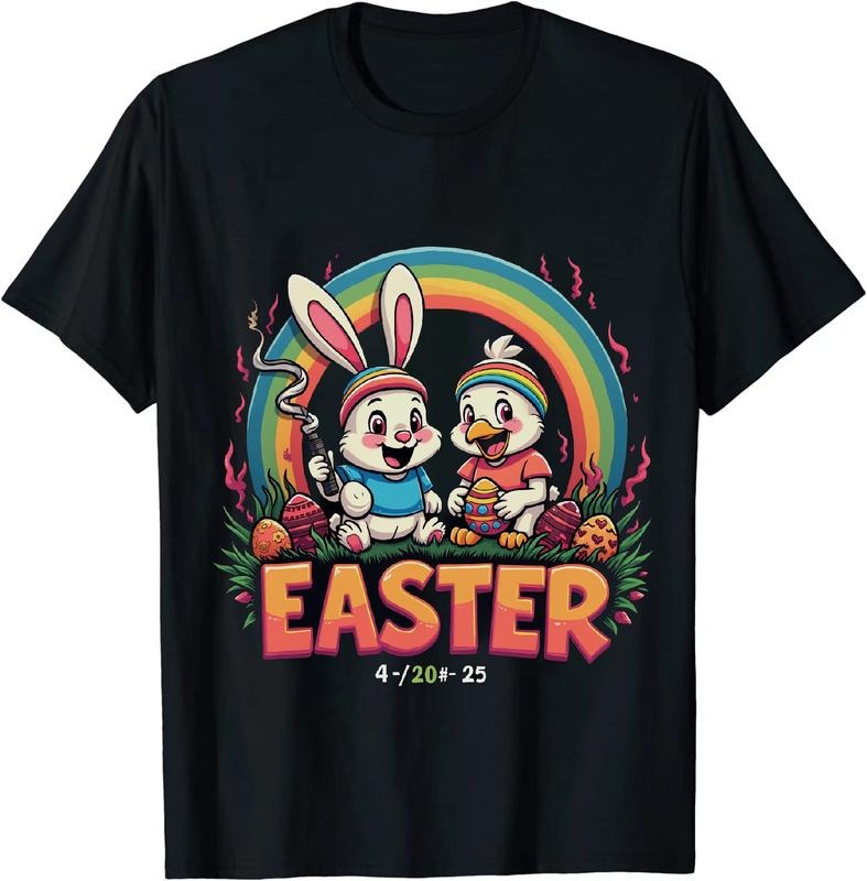[100% Cotton] Majestic Easter 4 20 25 T - Shirt With Bunny Duck And Egg Motifs Hoodie, Sweatshirt | HypeDripTees.com