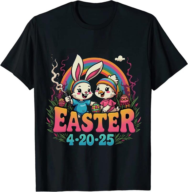 [100% Cotton] Marquessly Easter 4 20 25 T - Shirt With Bunny Duck And Colorful Eggs Hoodie, Sweatshirt | HypeDripTees.com