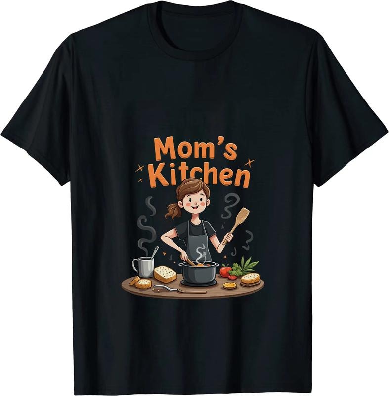 [100% Cotton] Mom Cooking In Kitchen Cartoon Print T-Shirt Hoodie, Sweatshirt | HypeDripTees.com