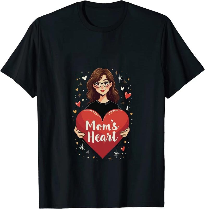 [100% Cotton] Mom Heart Love With Glasses Cute Cartoon Design T-Shirt Hoodie, Sweatshirt | HypeDripTees.com