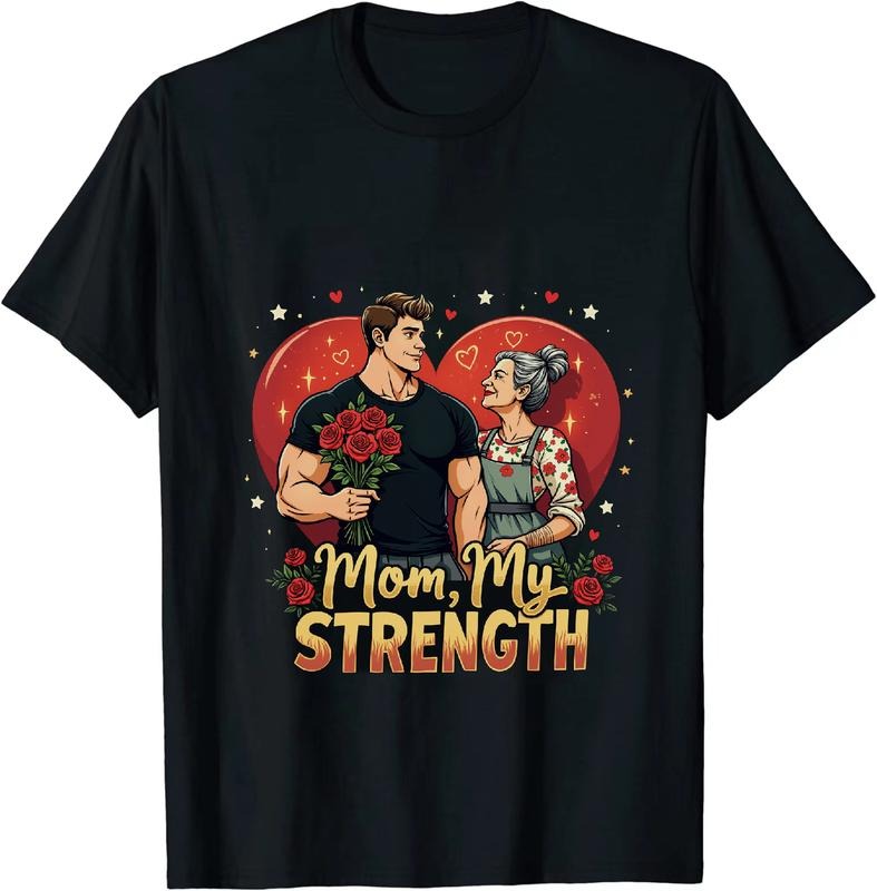 [100% Cotton] Mom My Strength Heart Roses Love Couple Cartoon T-Shirt For Women And Men Hoodie, Sweatshirt | HypeDripTees.com