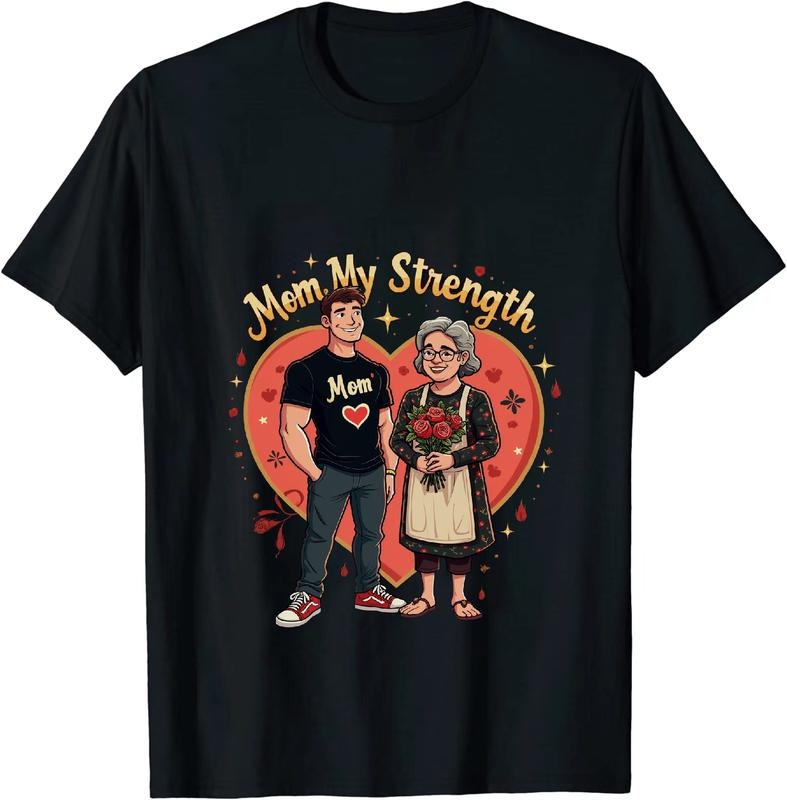 [100% Cotton] Mom My Strength Heartwarming Family Love T-Shirt With Colorful Cartoon Design Hoodie, Sweatshirt