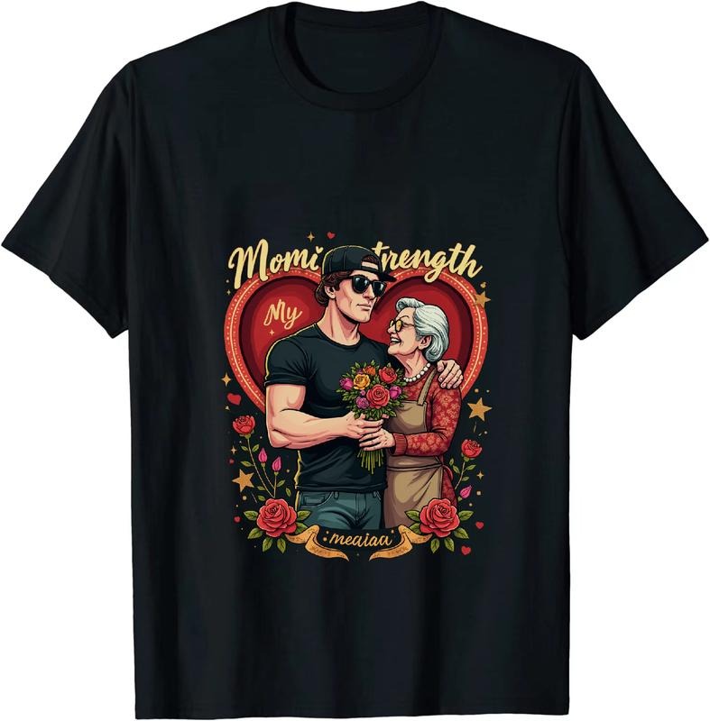 [100% Cotton] Mom Strengths Heartwarming Cartoon T-Shirt With Flowers And Love Design Hoodie, Sweatshirt | HypeDripTees.com