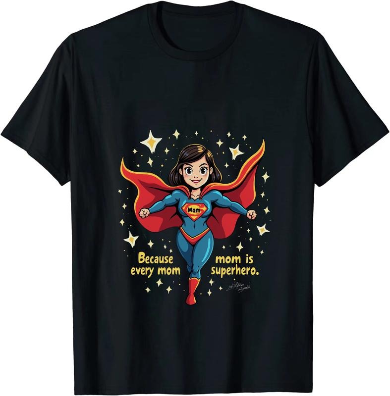 [100% Cotton] Mom Superhero Cartoon Flying With Cape S Emblem T-Shirt Hoodie, Sweatshirt | HypeDripTees.com