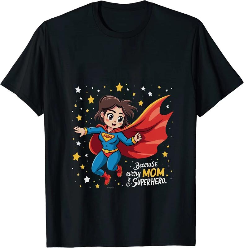 [100% Cotton] Mom Superhero Cartoon Flying With Cape T-Shirt Hoodie, Sweatshirt | HypeDripTees.com
