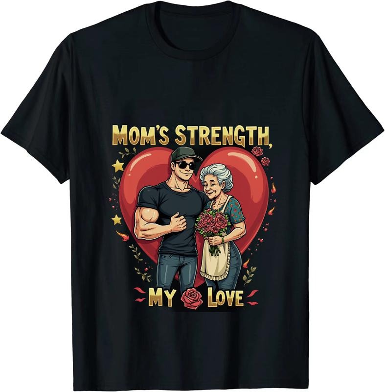[100% Cotton] Moms Strength And Love Heartwarming Family Bond T-Shirt With Cartoon Design Hoodie, Sweatshirt