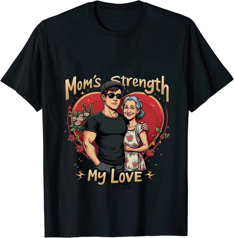 [100% Cotton] Moms Strength My Love Heartwarming Family Bond T-Shirt With Cartoon Design Hoodie, Sweatshirt