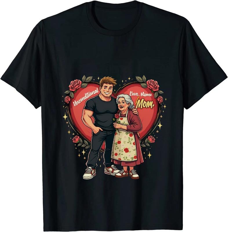 [100% Cotton] Muscular Man And Sweet Grandma Heartwarming Family Love T-Shirt Design Hoodie, Sweatshirt | HypeDripTees.com