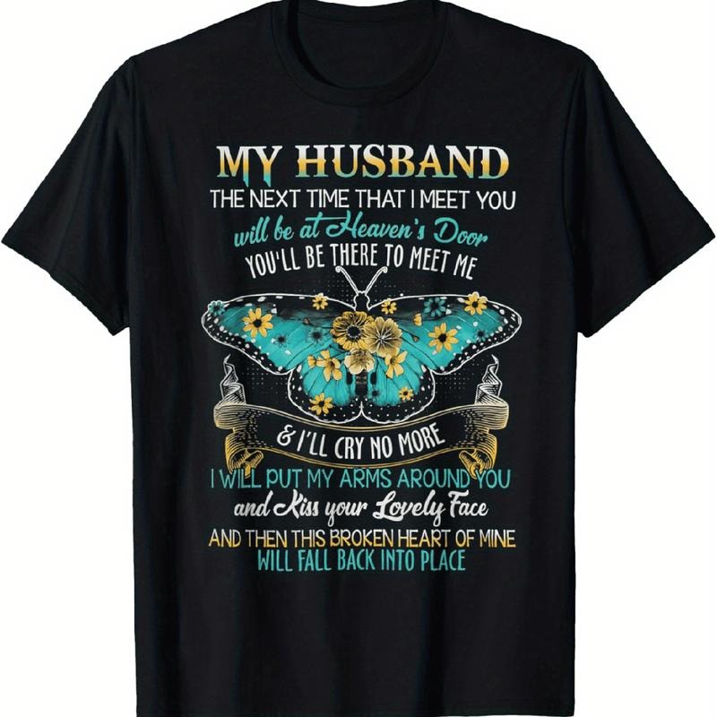 [100% Cotton] My Husband Heaven Reunion Butterfly Love Memory T-Shirt Hoodie, Sweatshirt | HypeDripTees.com