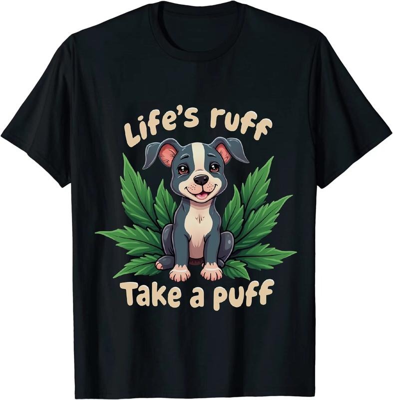 [100% Cotton] Noble Life's Puff Take a Puff Dog T - Shirt with Leafy Accents Hoodie, Sweatshirt | HypeDripTees.com