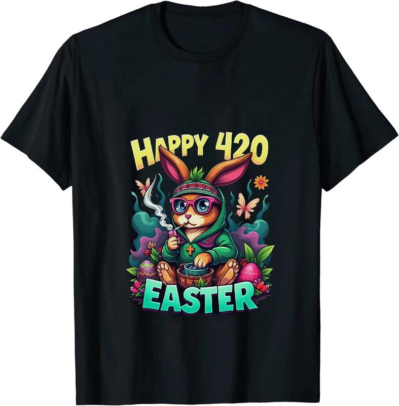 [100% Cotton] Patrician Happy 4 - 20 Easter Bunny T - Shirt With Egg Art Hoodie, Sweatshirt | HypeDripTees.com