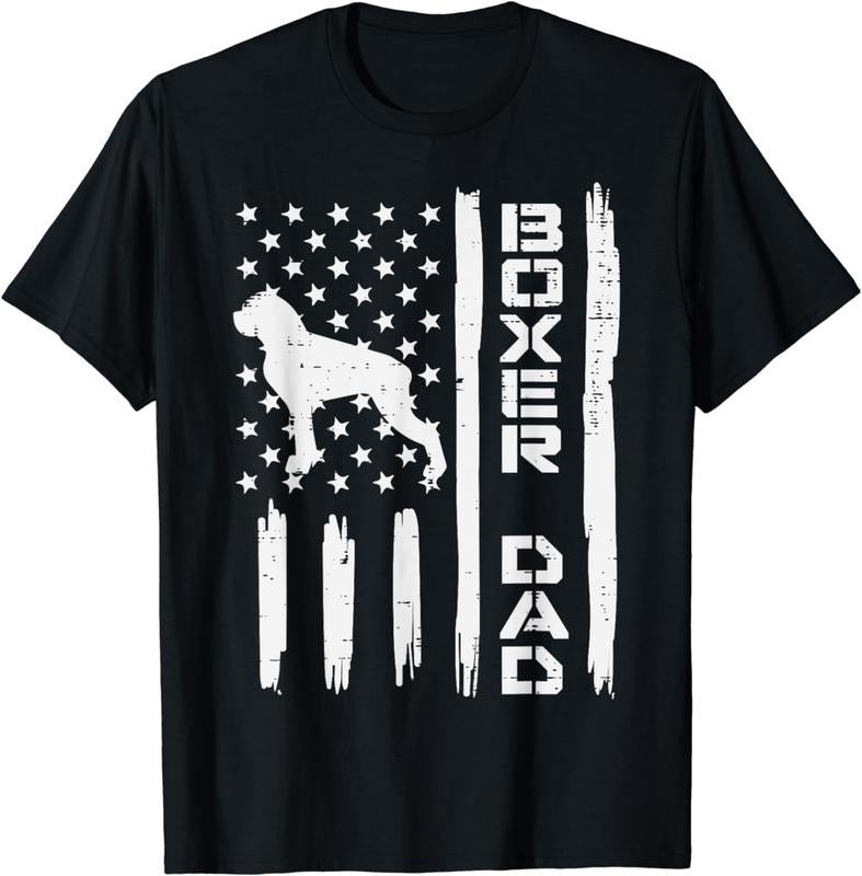 [100% Cotton] Patriotic Boxer Dog Dad American Flag Design T-Shirt For Dog Lovers And Proud Pet Owners Hoodie, Sweatshirt
