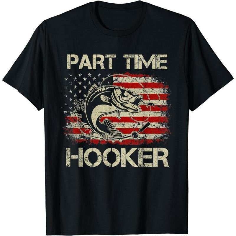 [100% Cotton] Patriotic Fishing T