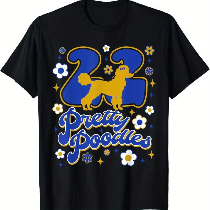 [100% Cotton] Playful Poodle With Flowers And Number 22 Design T-Shirt For Dog Lovers Hoodie, Sweatshirt | HypeDripTees.com