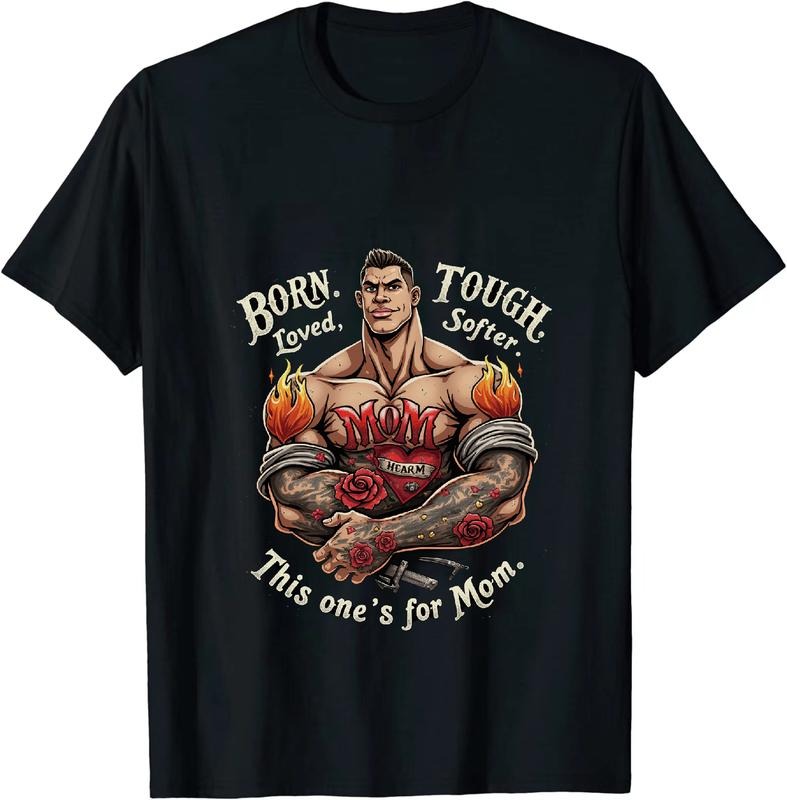 [100% Cotton] Popular Cartoon Tough Guy's Mom Tattoo T-Shirt for Fashionistas Hoodie, Sweatshirt | HypeDripTees.com