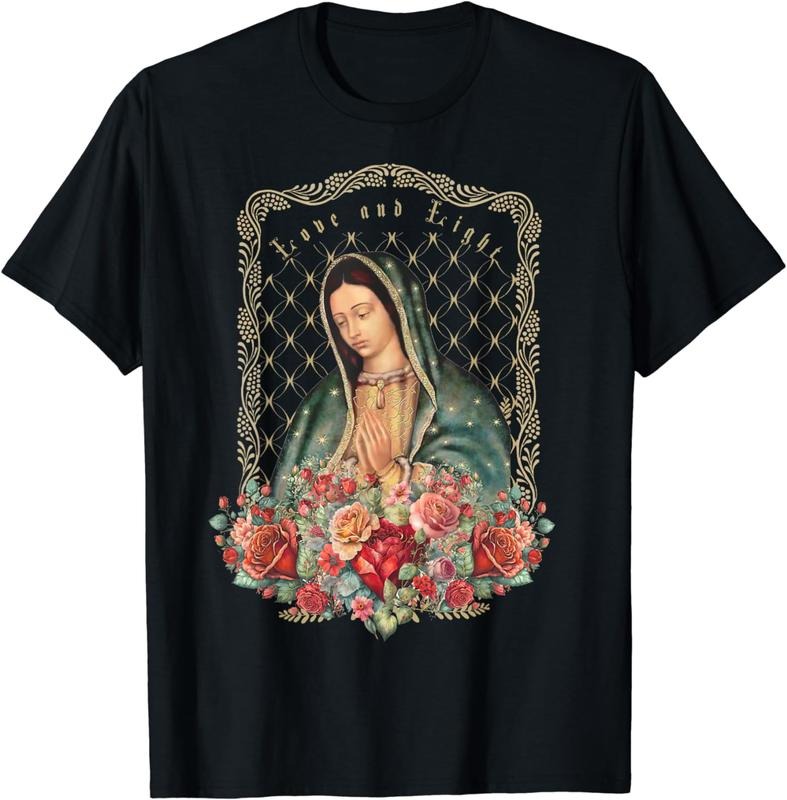 [100% Cotton] Prayerful Woman In Green Cloak With Floral Design T-Shirt For Love And Light Hoodie, Sweatshirt