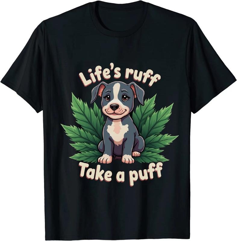 [100% Cotton] Princely Life's Puff Take a Puff T - Shirt with Dog and Leaves Hoodie, Sweatshirt | HypeDripTees.com