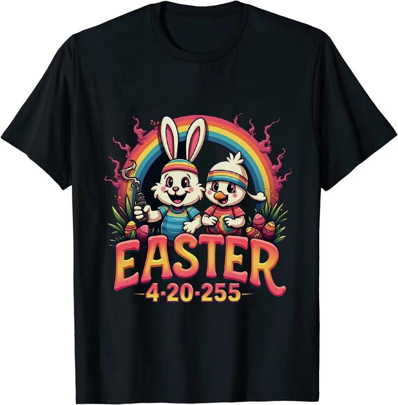 [100% Cotton] Rad Easter 4 20 25 Bunny Duck T - Shirt Under Rainbow Hoodie, Sweatshirt | HypeDripTees.com
