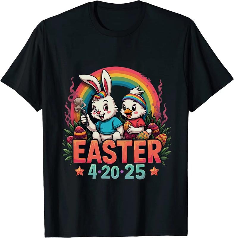[100% Cotton] Refined Easter 4 20 25 Bunny Duck T - Shirt With Colorful Accents Hoodie, Sweatshirt | HypeDripTees.com