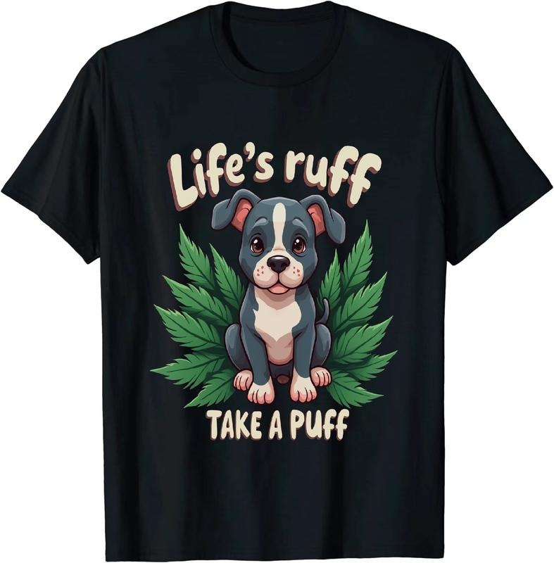 [100% Cotton] Refined Life's Puff Take a Puff Dog T - Shirt with Green Background Hoodie, Sweatshirt | HypeDripTees.com