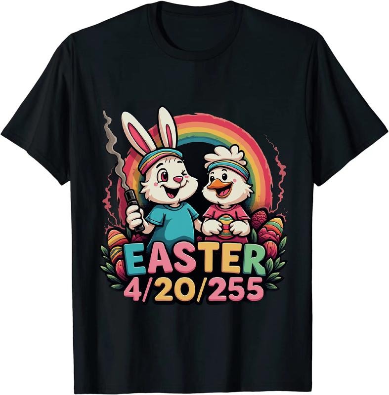 [100% Cotton] Regal Easter 4 20 25 Bunny T - Shirt With Duck And Rainbow Hoodie, Sweatshirt | HypeDripTees.com